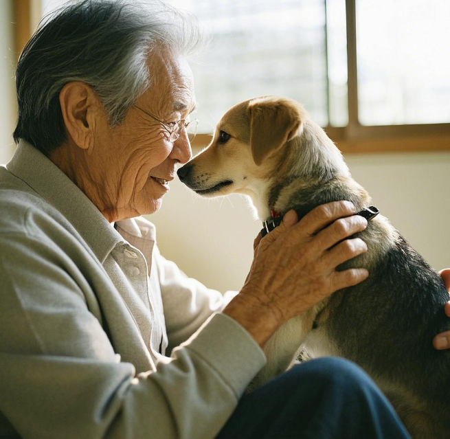 70-year-old man adopts pet dog